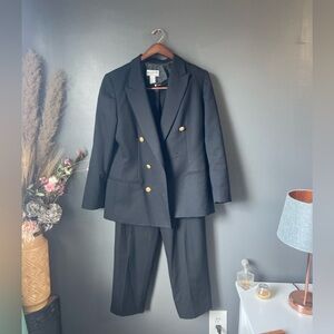 Vintage Pendleton Wool Blazer Pant Suit Set Size 10 Made in USA Gold Button
